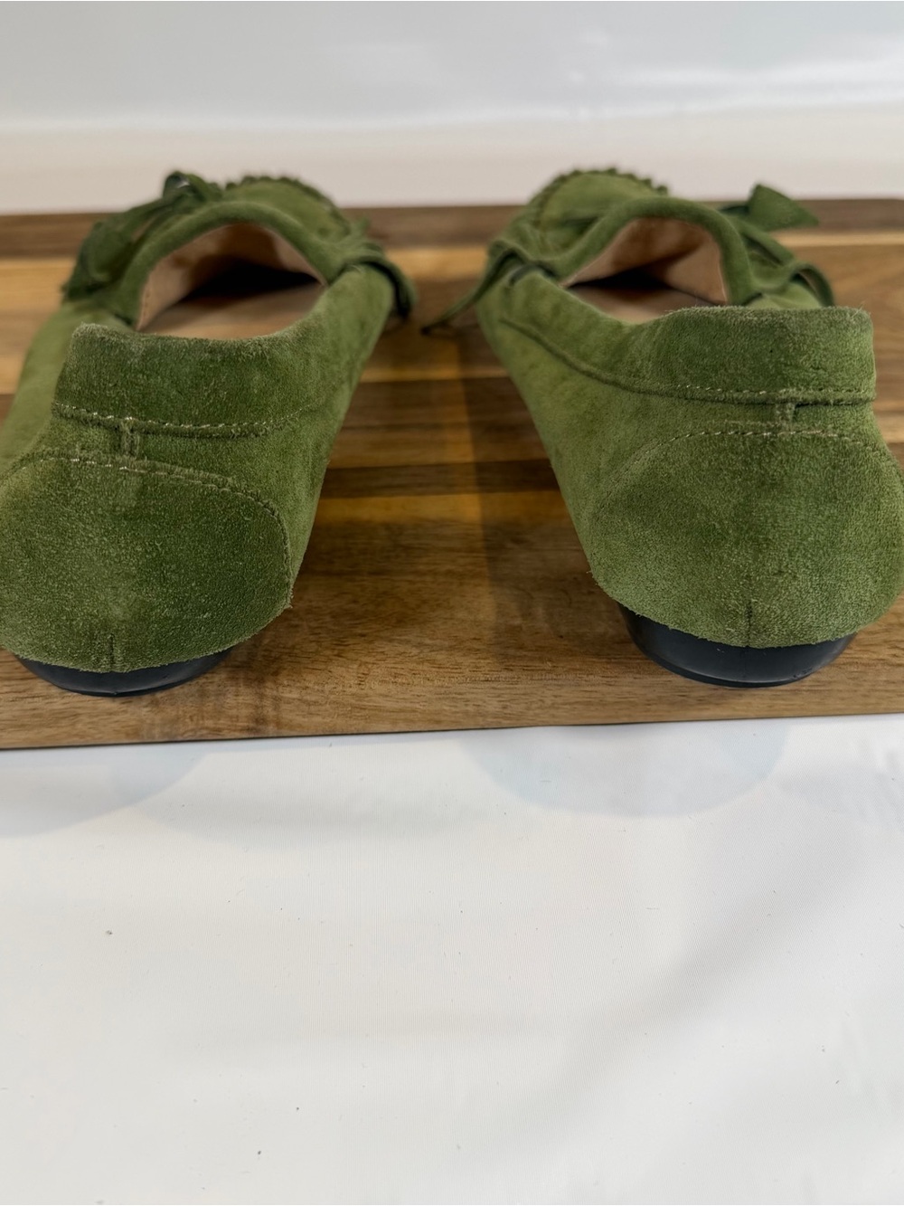 Me Too Woman’s Suede Fringe Moccasin Loafers - Olive Green Sz 10 - Picture 4 of 7